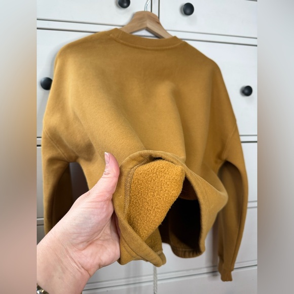 Vuori Restore Sweatshirt Women XS Crewneck Pullover Cropped Draw-string hem gold - Picture 13 of 16